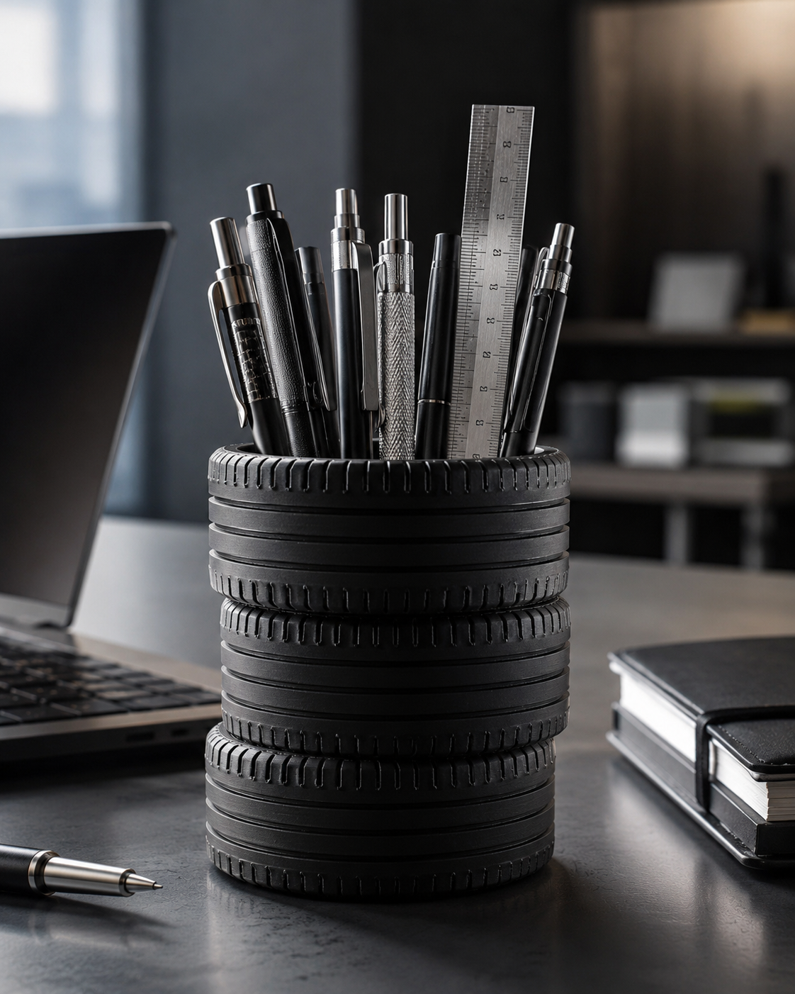 Sports Car Tire Pen Holder – Modern Desk Organizer for Pens, Pencils & Office Accessories