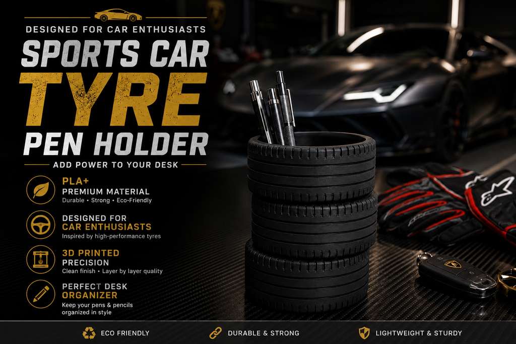 Sports Car Tire Pen Holder – Modern Desk Organizer for Pens, Pencils & Office Accessories