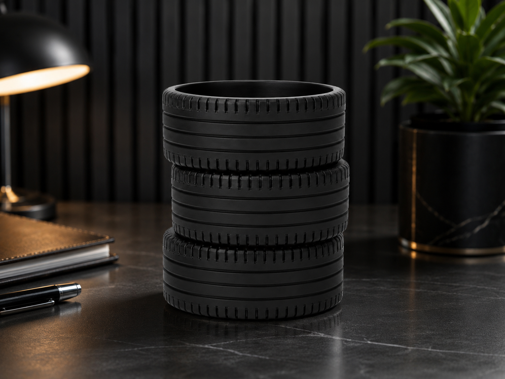 Sports Car Tire Pen Holder – Modern Desk Organizer for Pens, Pencils & Office Accessories
